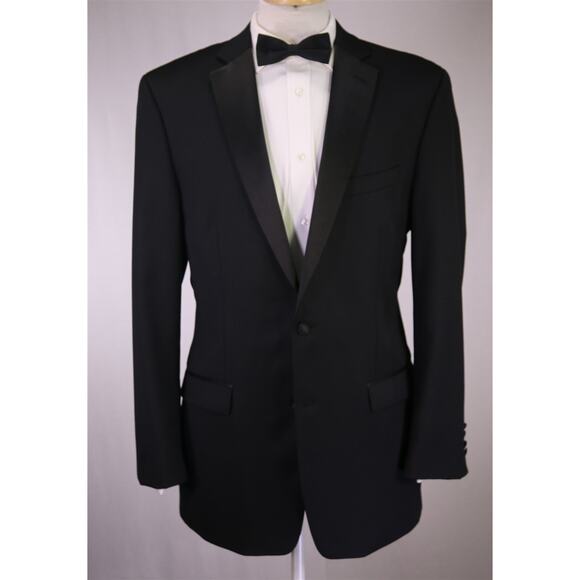 Calvin Klein Black Formal Tuxedo 2-Btn Wool Modern Fit Suit 42L - Picture 2 of 10